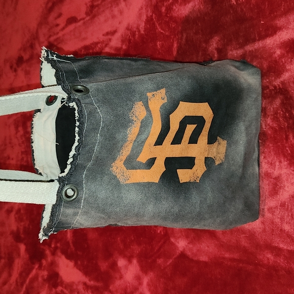 San Francisco SF Giants Shoulder Tote Bag Distressed Tie Dye Black Grey Orange - Picture 6 of 7